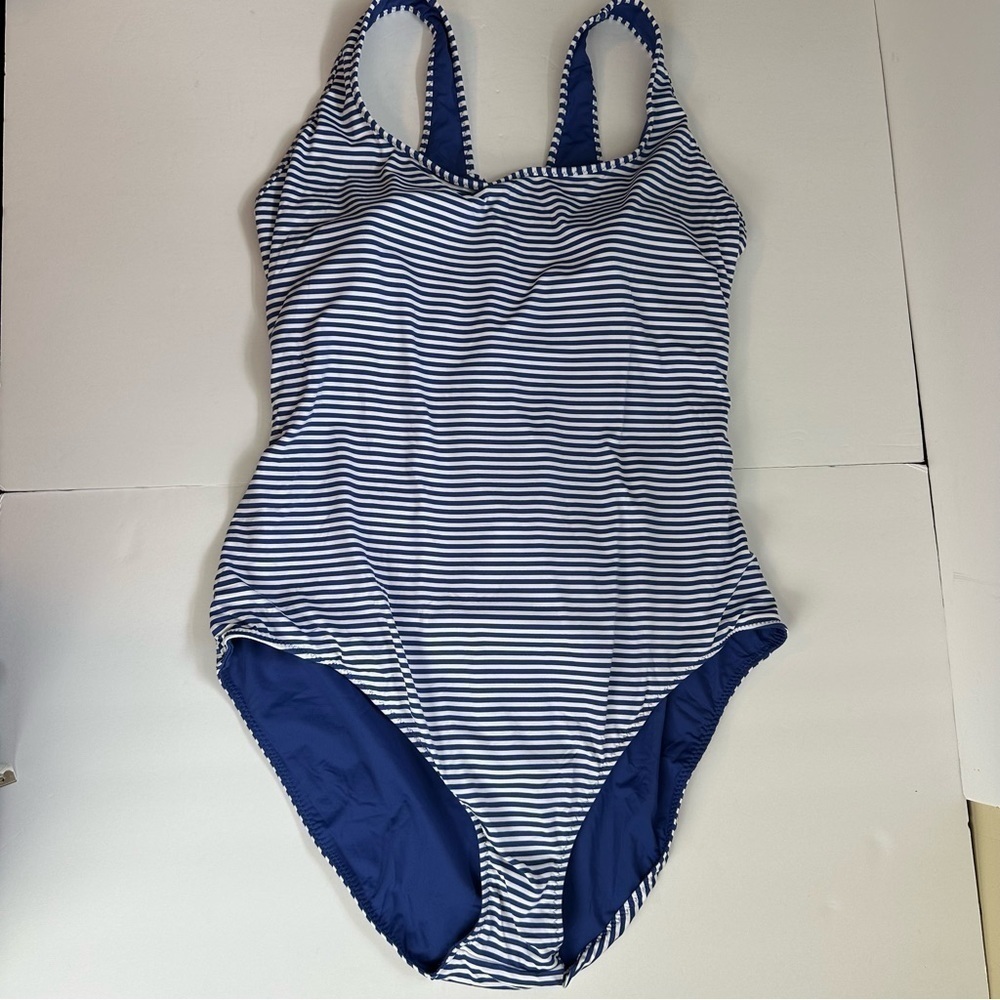 Tommy Bahama Reversible Swimsuit Women's size 22W lace back blue stripe NEW